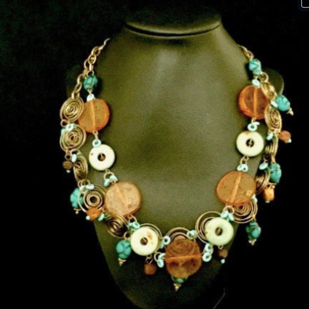 Wire and Bead Multi-Strand Necklace   VS2082